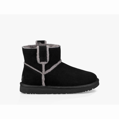 Botas UGG Classic Mini Spill Seam Mulher Pretas | PT-TRFBG